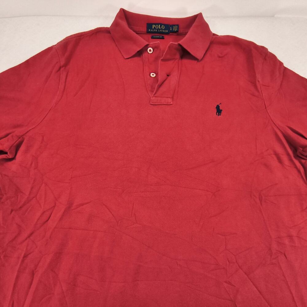 Polo Ralph Lauren Classic Fit Collared Polo Shirt Mens Size Large L Red Black